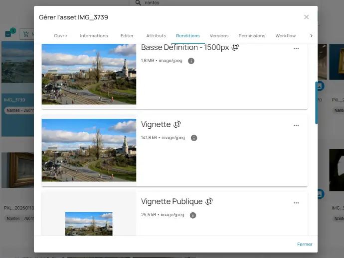 Accès aux renditions